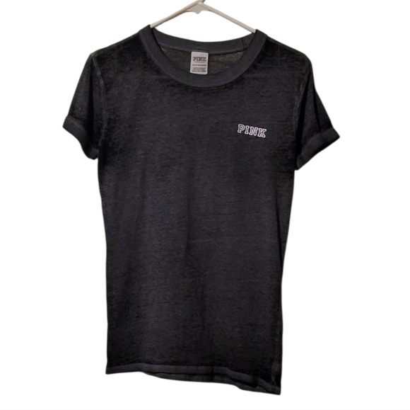 EUC PINK Victoria's Secret Womens Acid Washed Gray Tee Love Size Extra Small - Picture 2 of 11